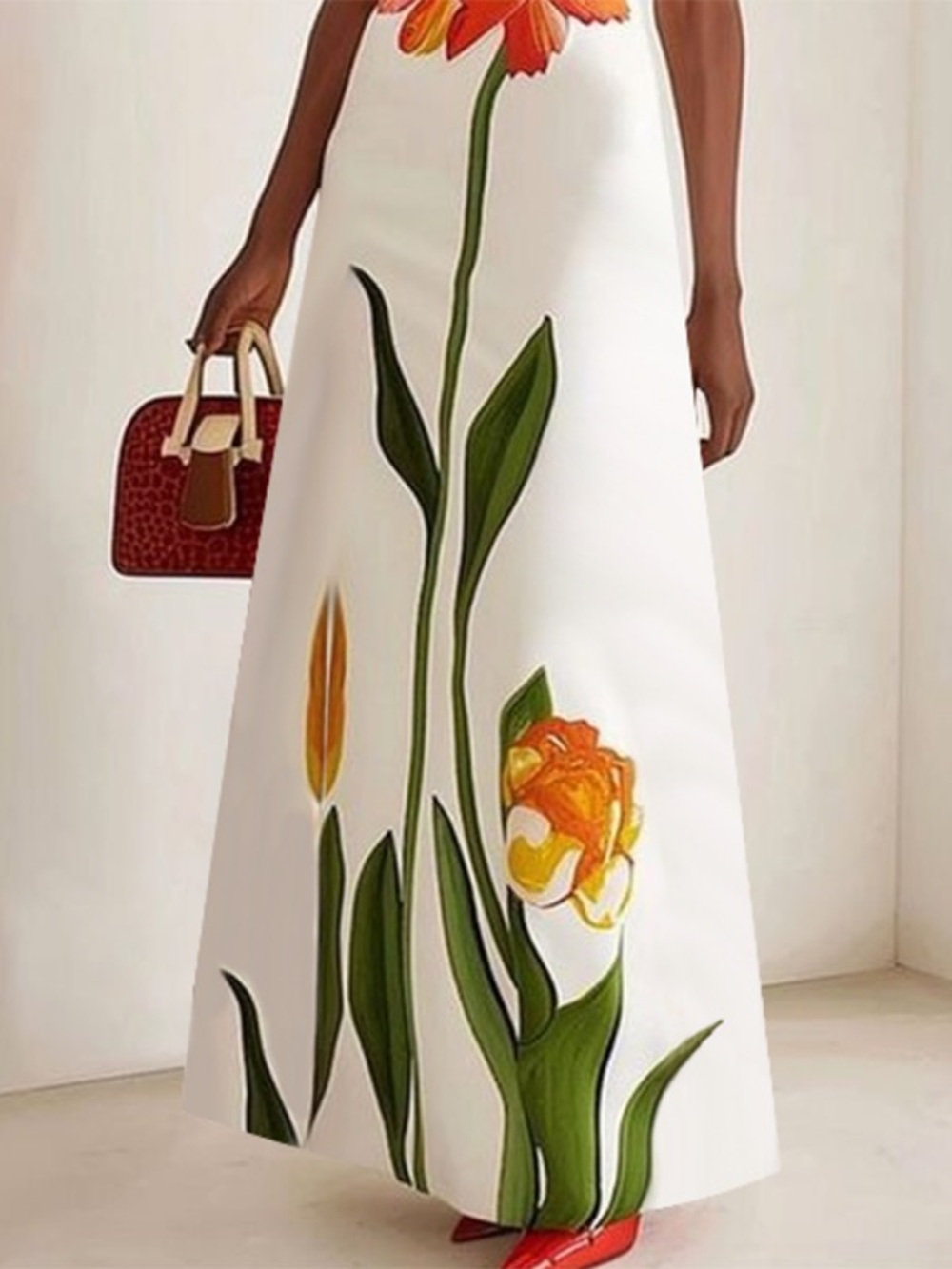Uoozee Dresses/Uoozee Short Sleeve Flower Print Boat Neck Maxi Dress - Picture 3 of 15